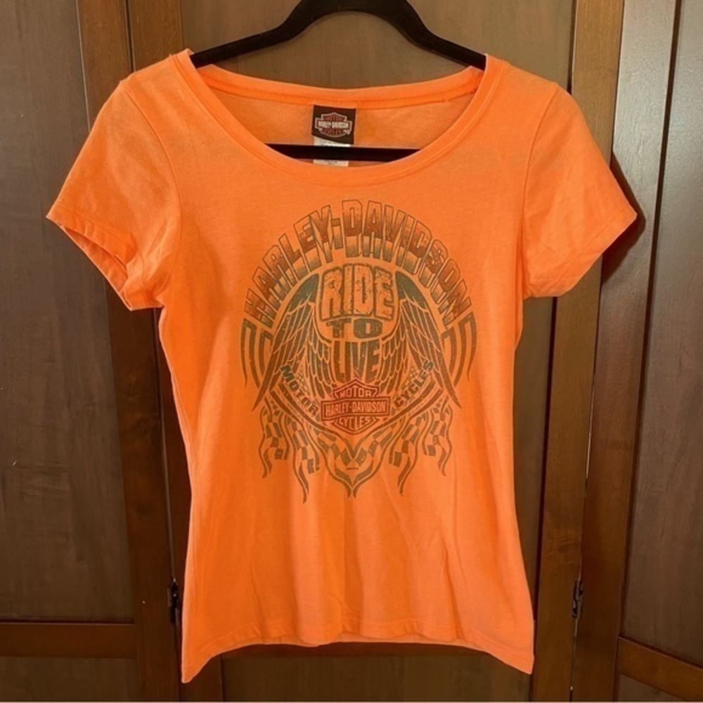 Ride to live‎ Harley Davidson orange shirt size S